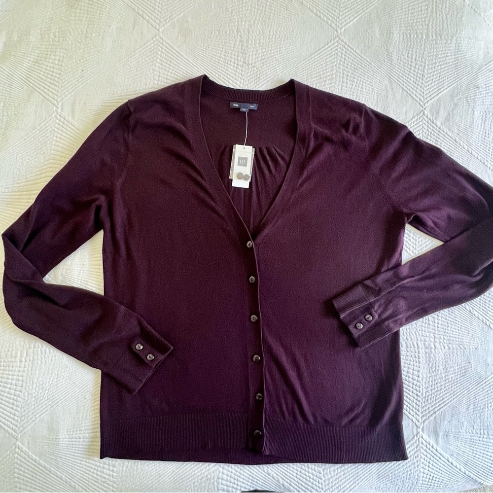 GAP Soft Eggplant Purple Cardigan NWT